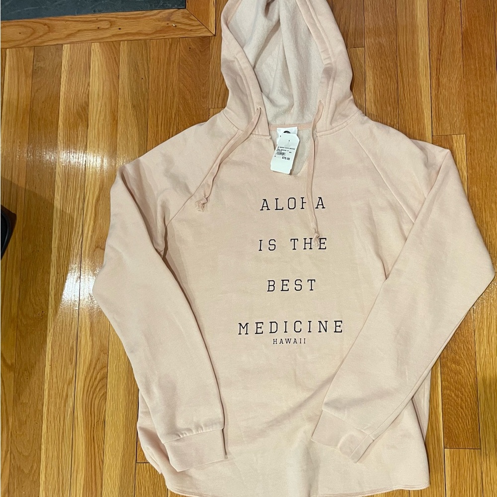 NWT Coastal Classics light pink Aloha is the Best Medicine Hoodie